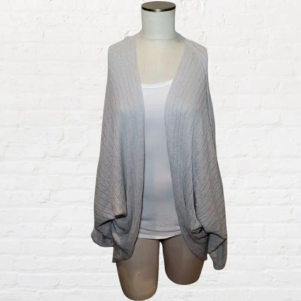 Spiegel Silver Dolman Sleeved Open Cardigan, Women's Size XL